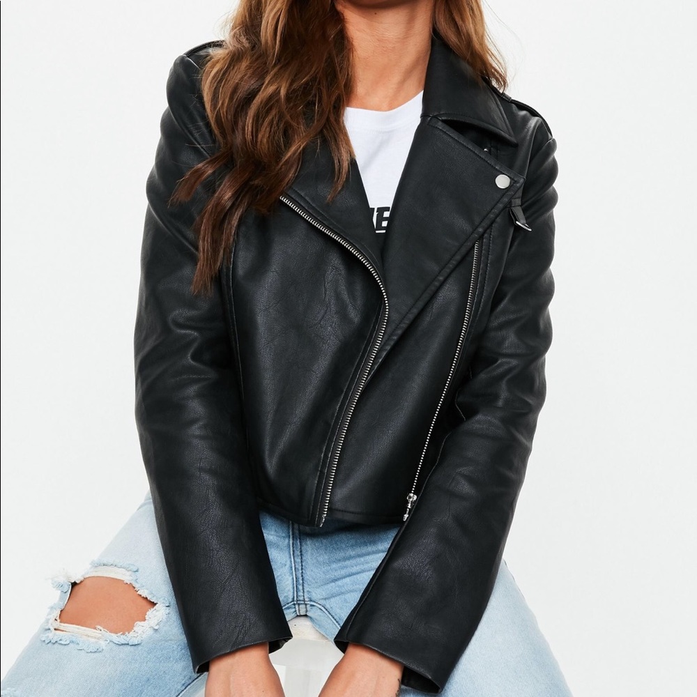 Black Faux Leather Biker Jacket